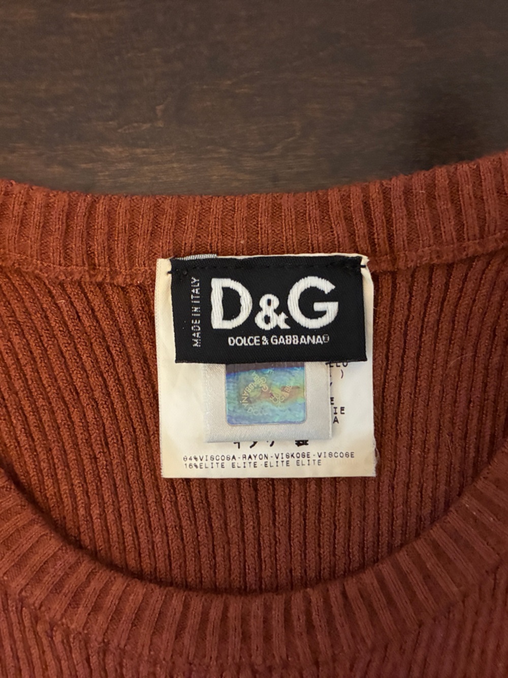 D&G Dolce & Gabbana orange rust Ribbed Sleeveless Tank vest- sz 26/40 S - Picture 2 of 10